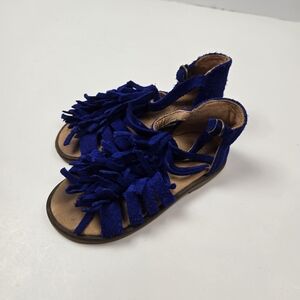 Zara Baby Elecric Blue Suede Fringe Kids Sandals Size 23 (7 US)